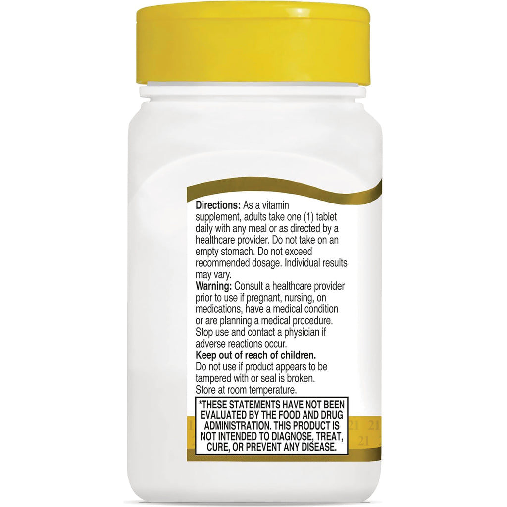 CNT109 | back label of white supplement bottle showing directions, warning, keep out of reach of children and FDA disclaimer - Thumbnail
