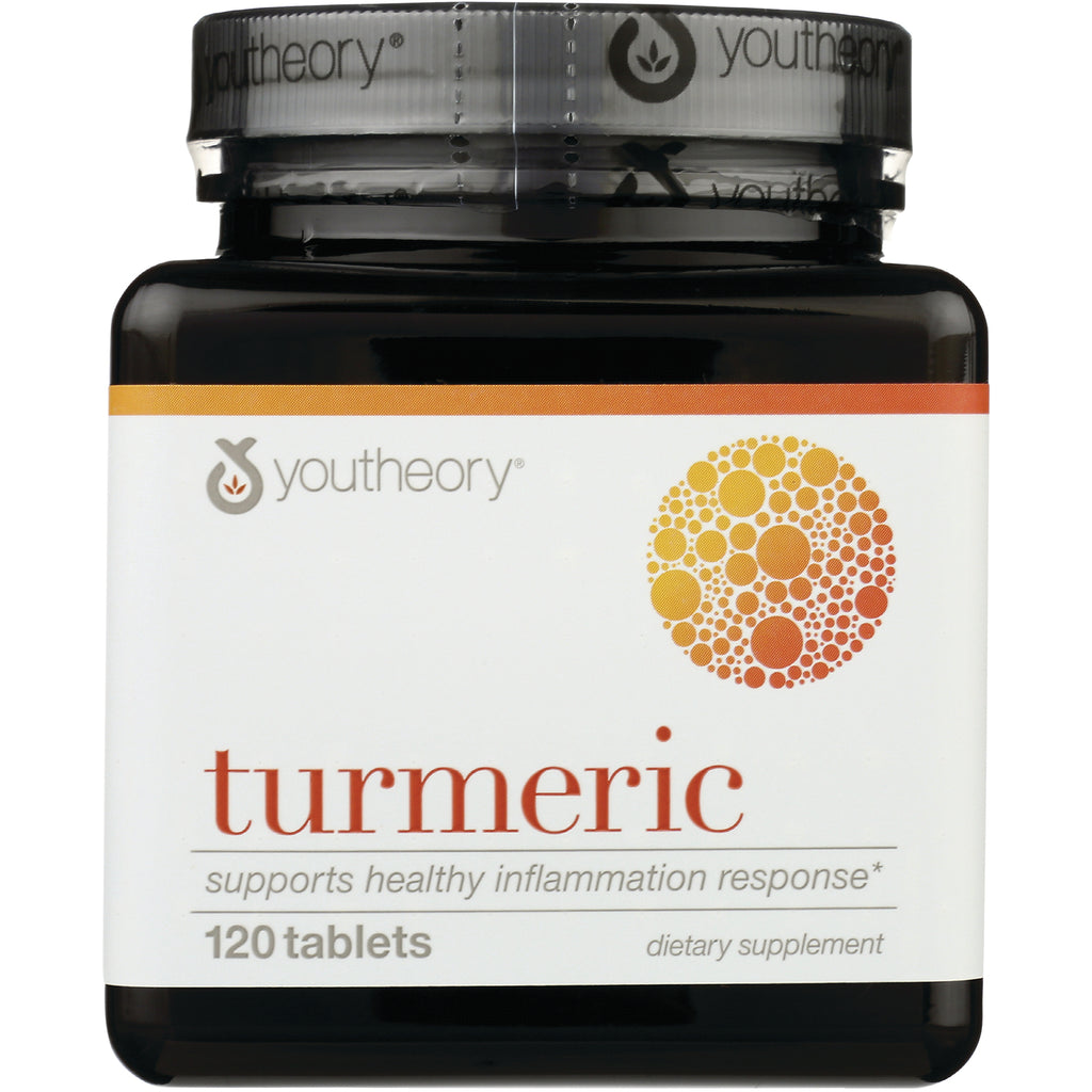 YOU008 | Youtheory Turmeric, 120 tablets bottle front; supports healthy inflammation response - Thumbnail