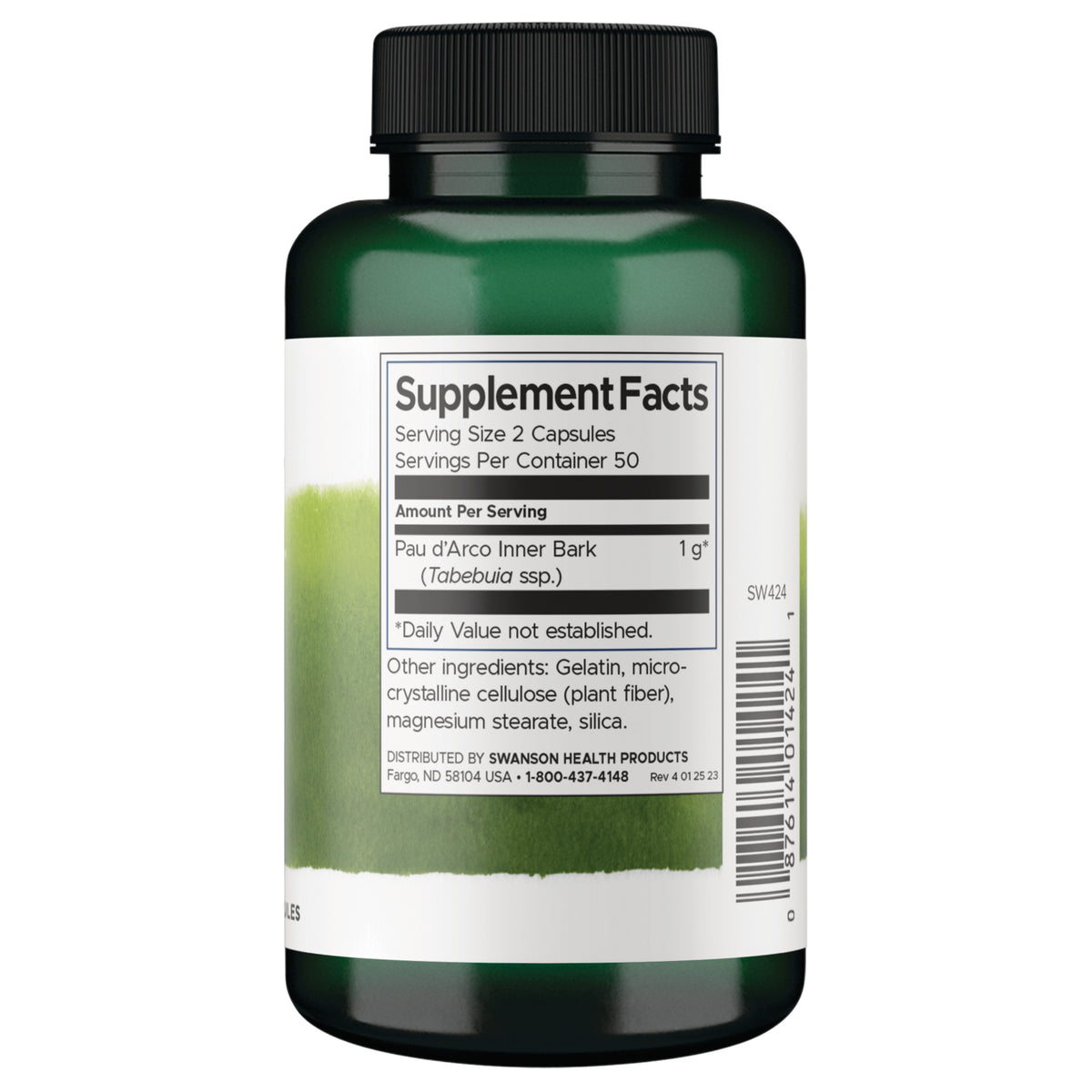 SW424 |Back label with supplement facts and serving informatio