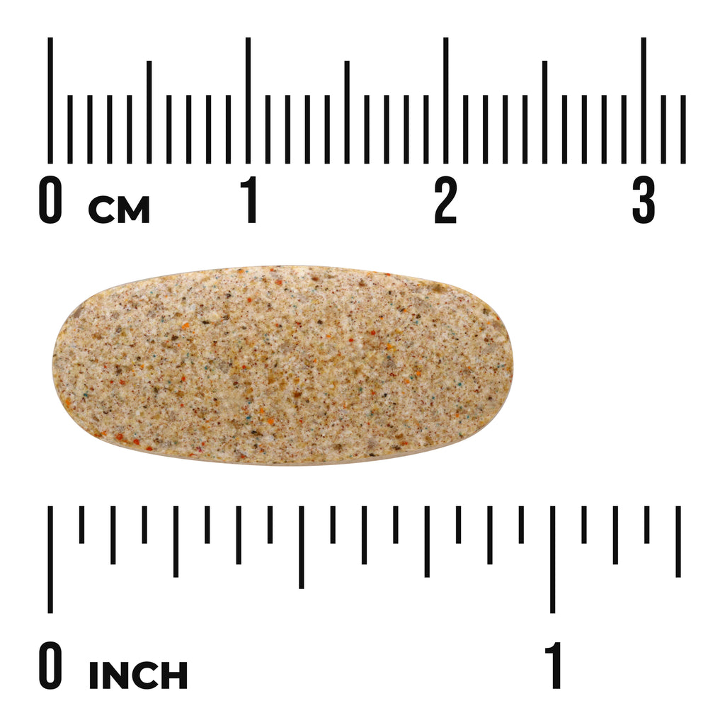 SWU766 | Beige speckled oblong tablet shown with rulers in cm and inches for size - Thumbnail