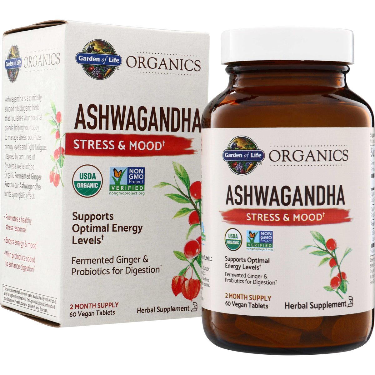 GLF253 | Garden of Life Organics Ashwagandha Stress & Mood, 60 vegan tablets