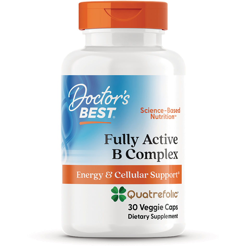DB225 | Doctor's Best Fully Active B Complex bottle labeled Energy & Cellular Support Quatrefolic 30 Veggie Caps - Thumbnail