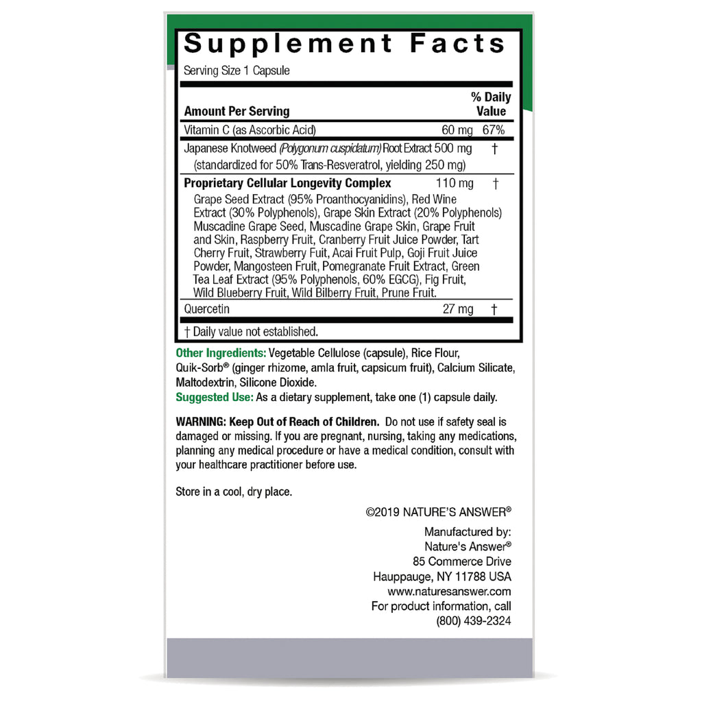 NAT105 | Supplement facts panel and ingredient list for one-capsule dietary supplement with warnings and manufacturer contact - Thumbnail