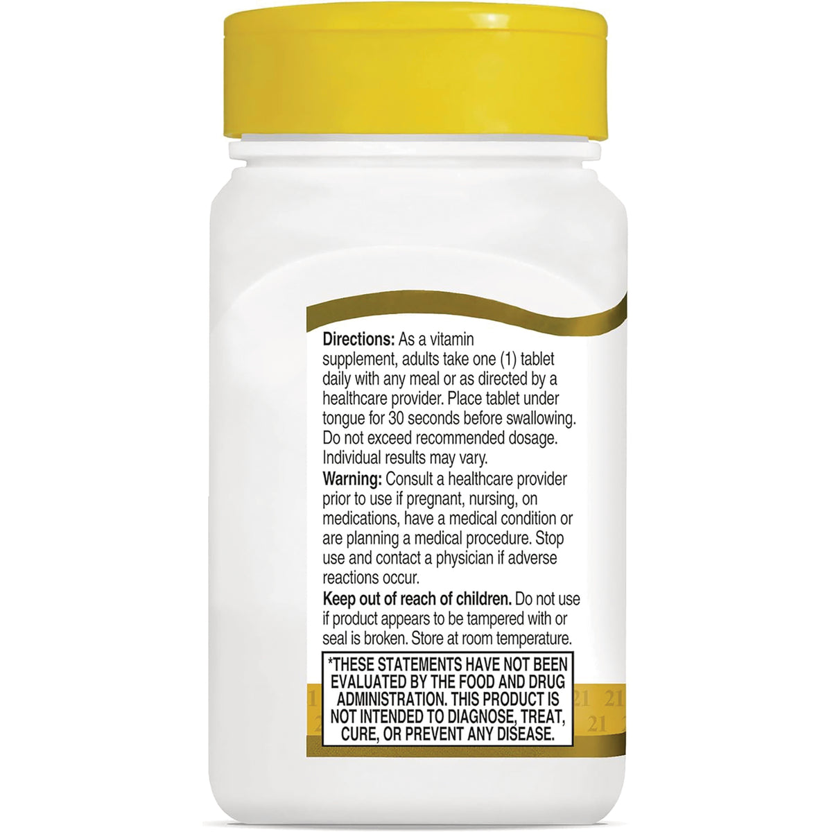 CNT165 | Back label of white supplement bottle showing directions, warnings, and FDA disclaimer