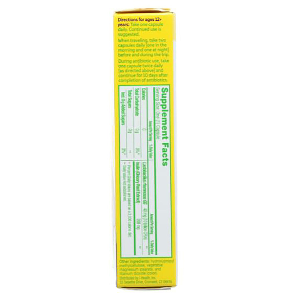 CUL001 | Back of yellow box showing Supplement Facts panel and directions