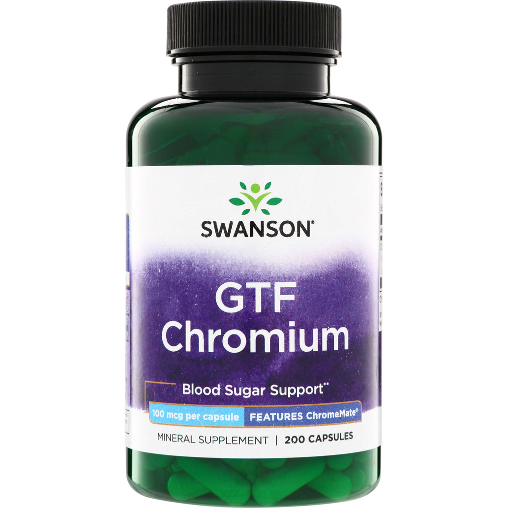 SW1741 | Swanson GTF Chromium, Blood Sugar Support, 100 mcg per capsule, 200 capsules - Thumbnail