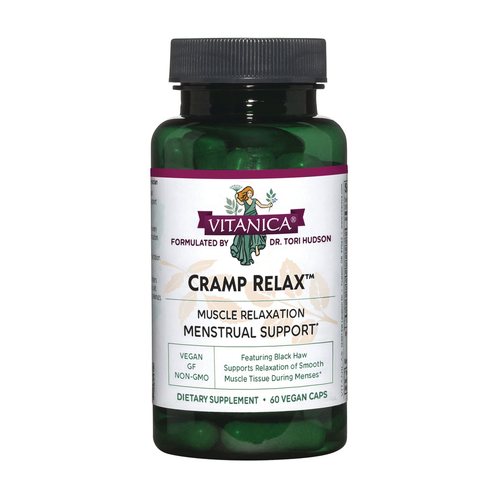 VNA017 | Vitanica Cramp Relax supplement bottle, menstrual support, 60 vegan caps - Thumbnail