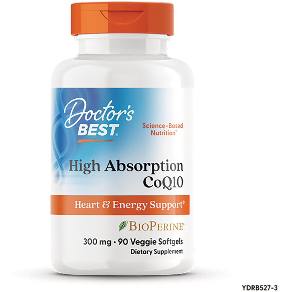 DB275 | Doctor's Best High Absorption CoQ10 supplement bottle, 300 mg, 90 veggie softgels, front label - Thumbnail