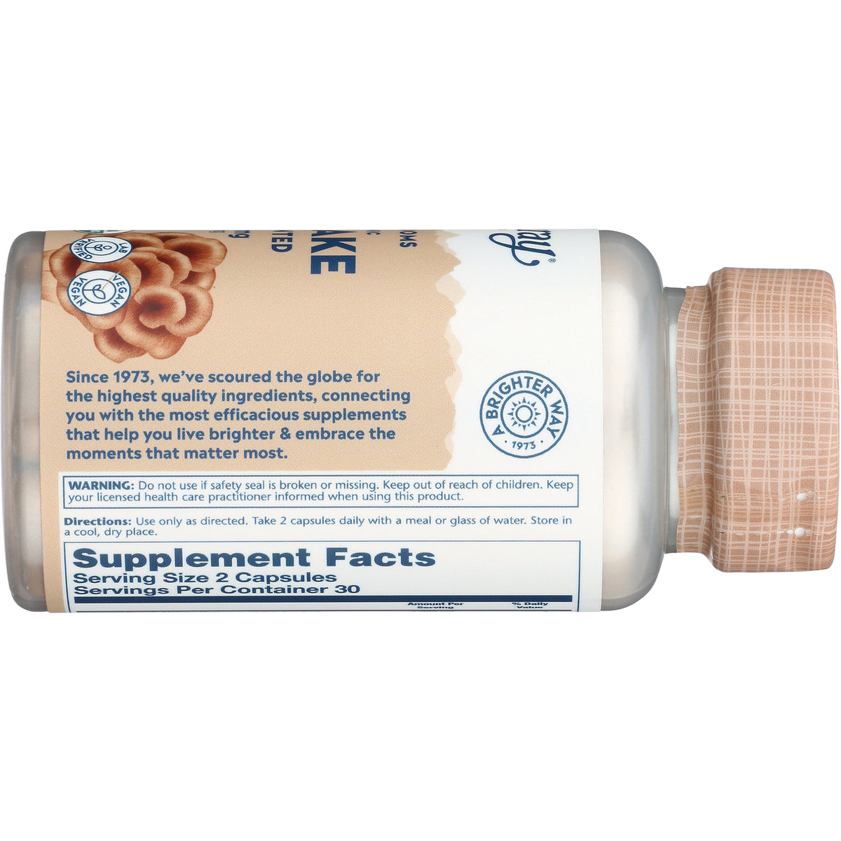 SLR462 | Back label with Supplement Facts, directions, and warning