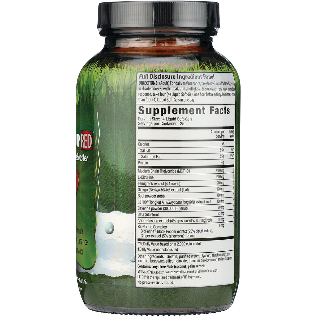 IR265 | Supplement facts panel and ingredient list on back of green supplement bottle - Thumbnail