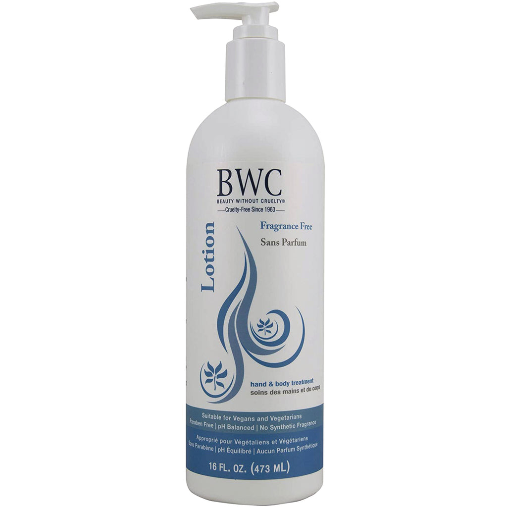 BWC099 | white pump bottle of BWC fragrance-free lotion 16 FL OZ hand and body treatment - Thumbnail