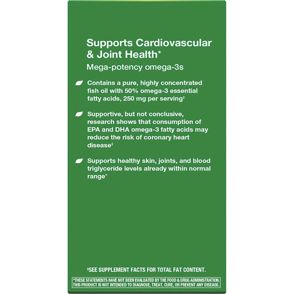 NW597 | green product back panel with white text listing omega-3 benefits and supplement claims - Thumbnail