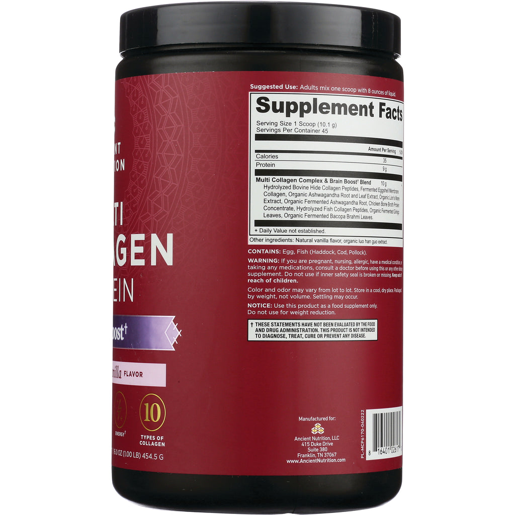 ATN093 | Back of red supplement tub showing Supplement Facts panel, ingredient warnings and barcode - Thumbnail