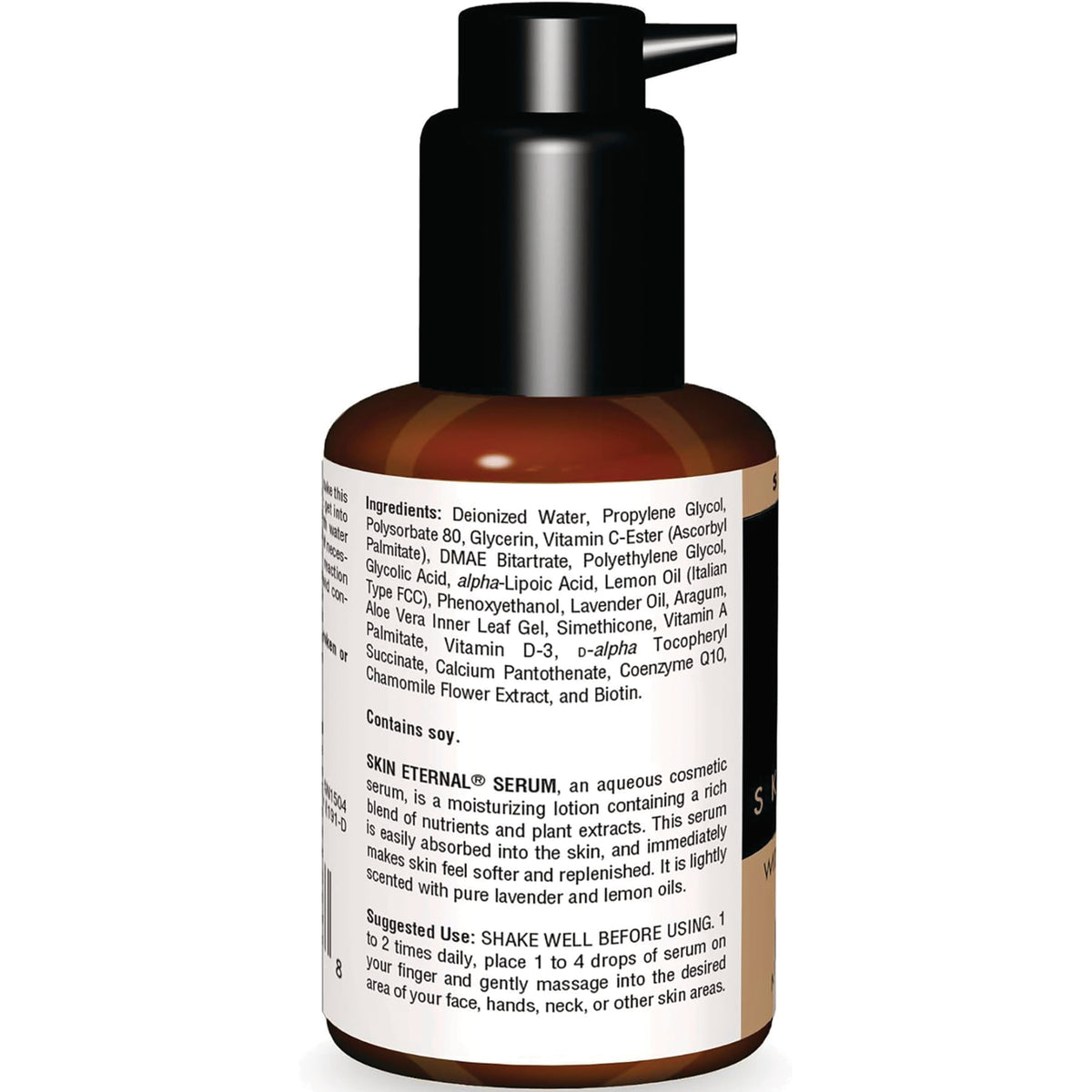SN264 | Back label with ingredients and suggested use for Skin Eternal Serum