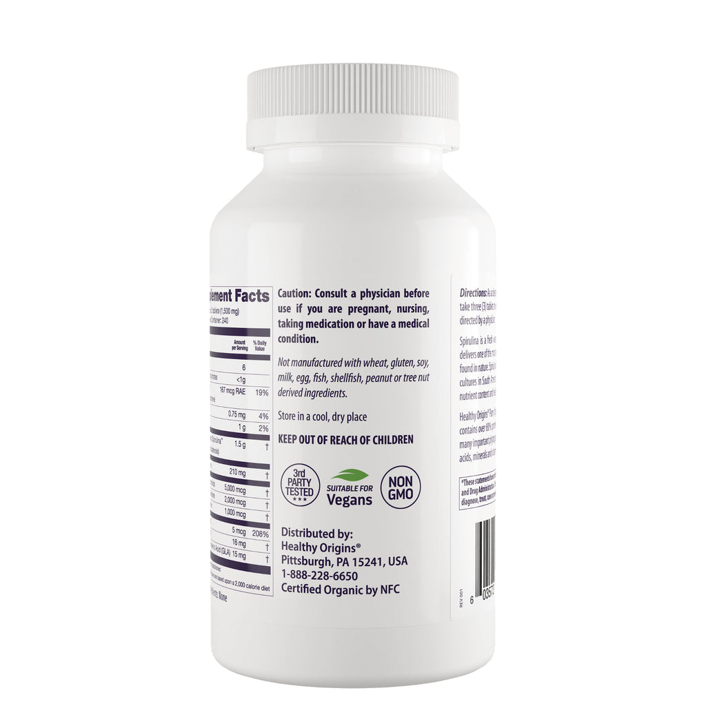 HRG067 | back label of white supplement bottle showing supplement facts, caution text, vegan and non-GMO icons and barcode - Thumbnail