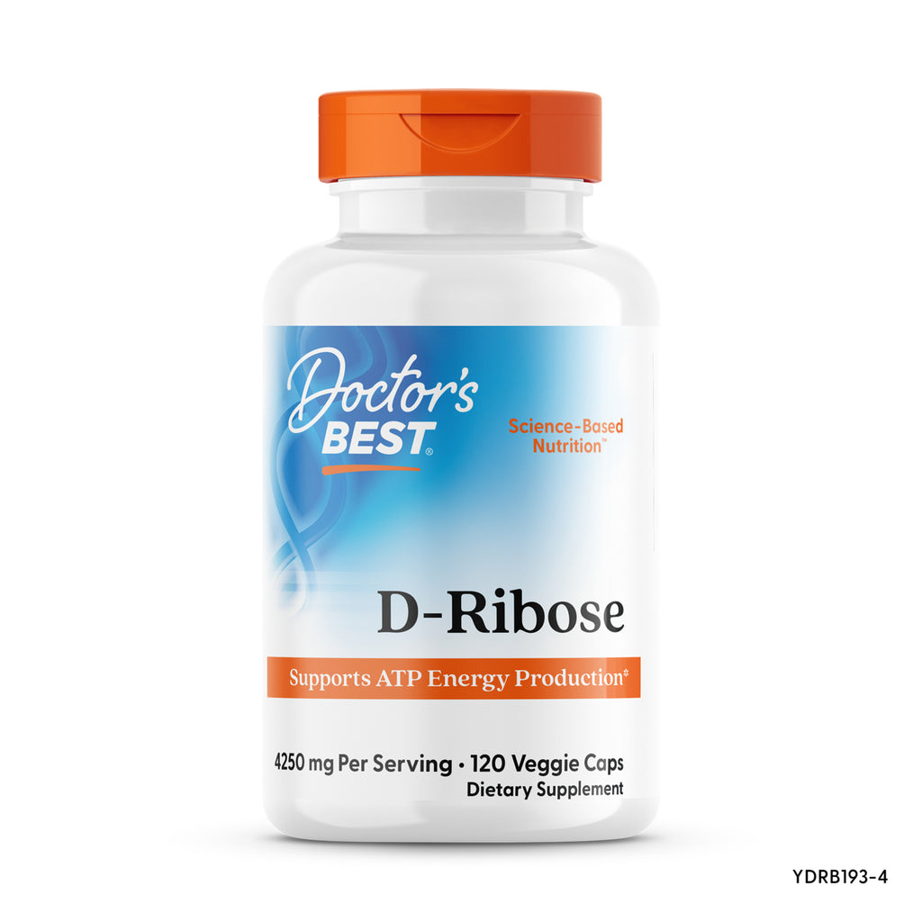 DB206 | White bottle of Doctor's Best D-Ribose supplement front label showing 850 mg 120 Veggie Caps - Thumbnail