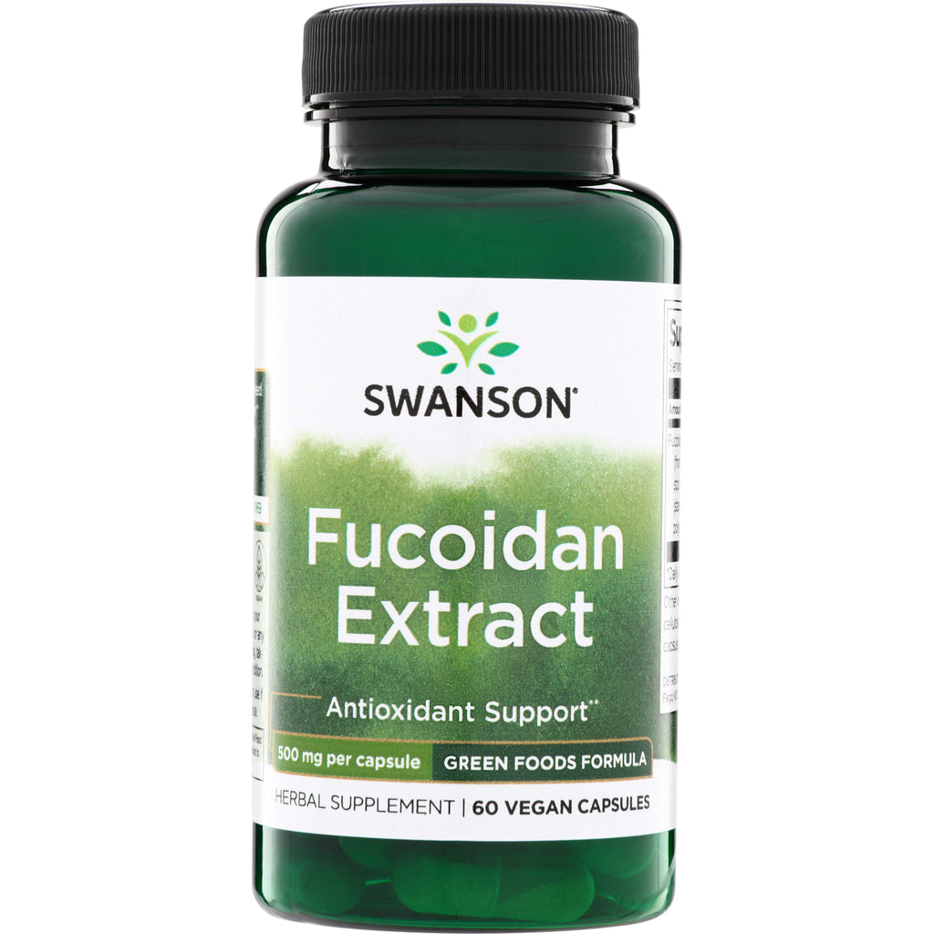 SWR085 | Swanson Fucoidan Extract supplement bottle, 60 vegan capsules, 500 mg per capsule - Thumbnail