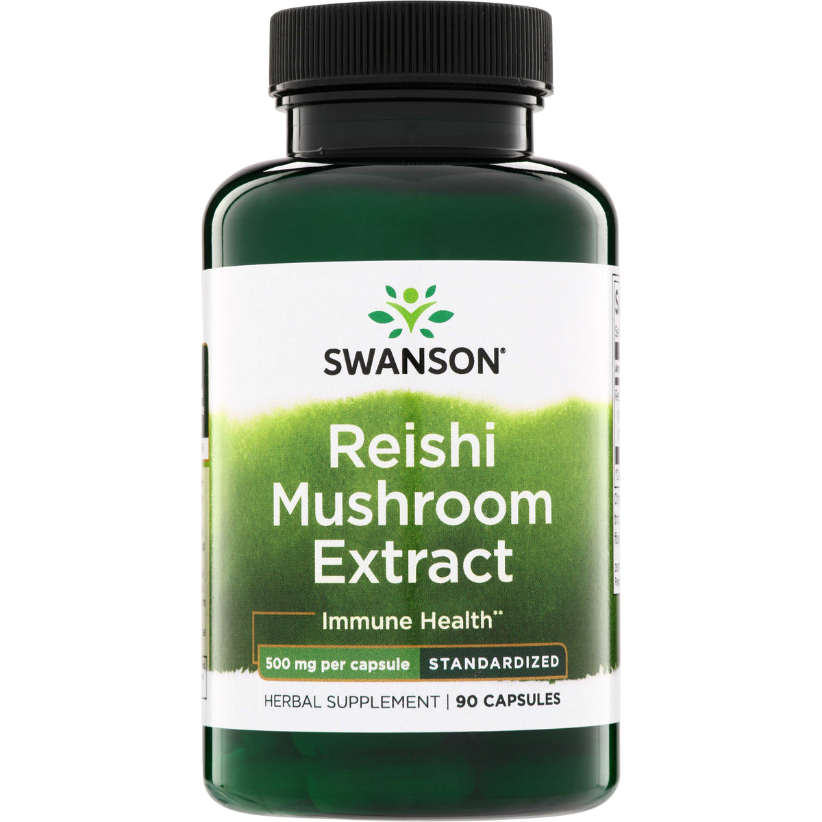 SWH143 | Swanson Reishi Mushroom Extract bottle, Immune Health, 500 mg per capsule, standardized, 90 capsules