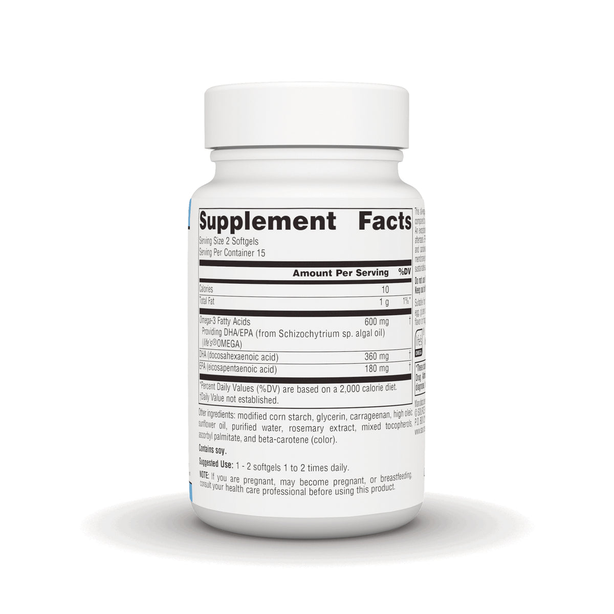 SN523 | Back label with Supplement Facts panel, ingredients, and suggested use
