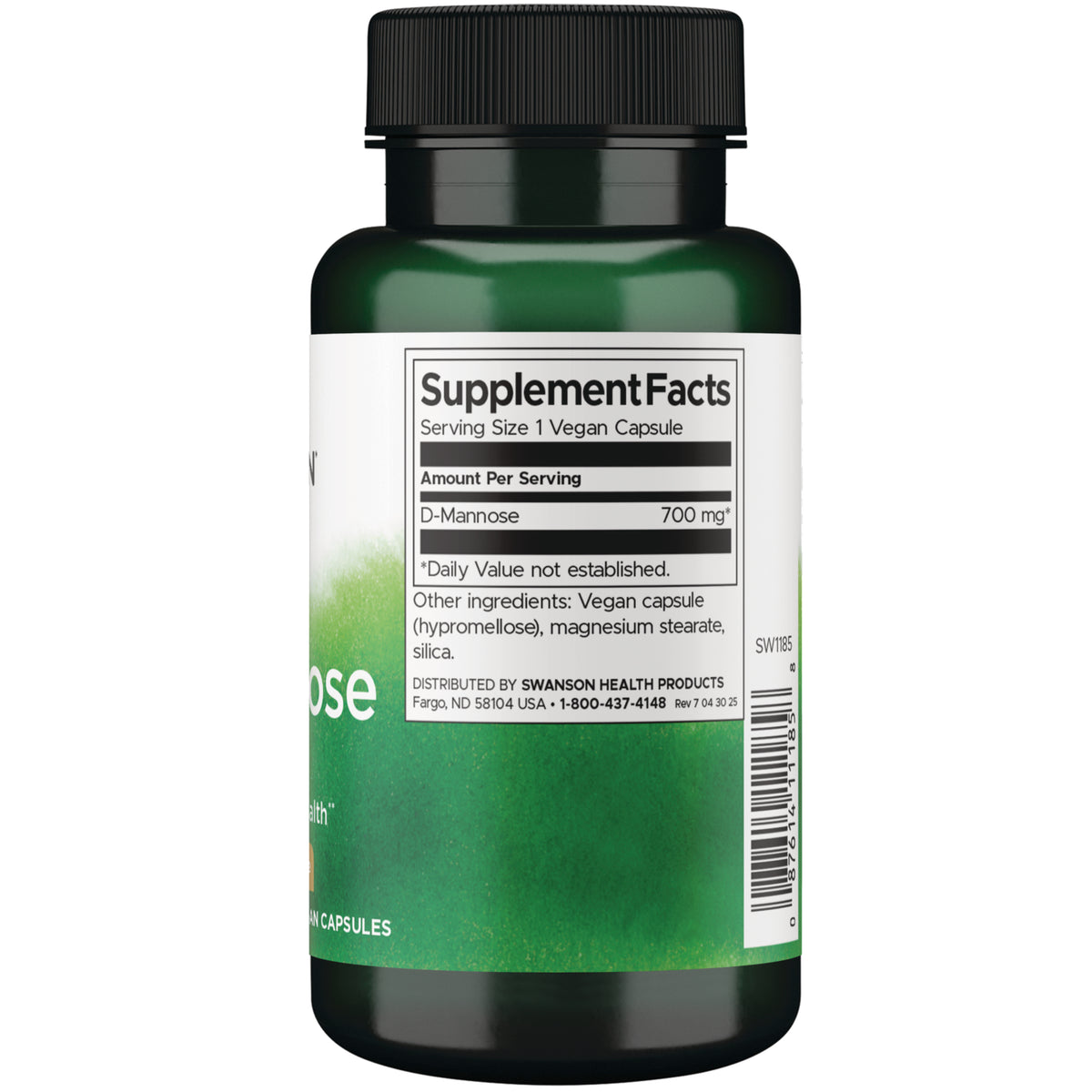 SW1185 | Back label with Supplement Facts