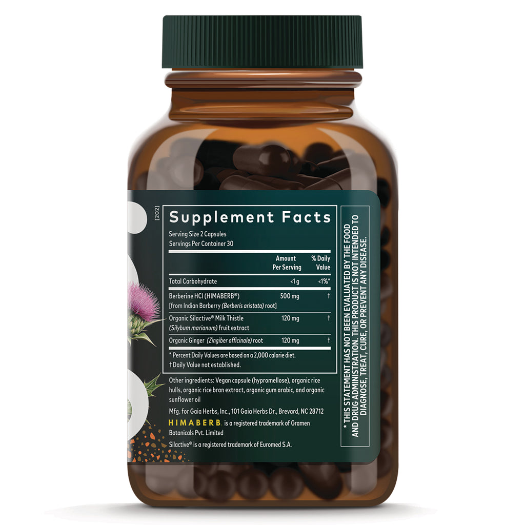 Amber supplement bottle back label showing Supplement Facts panel, ingredient amounts, and serving size - Thumbnail