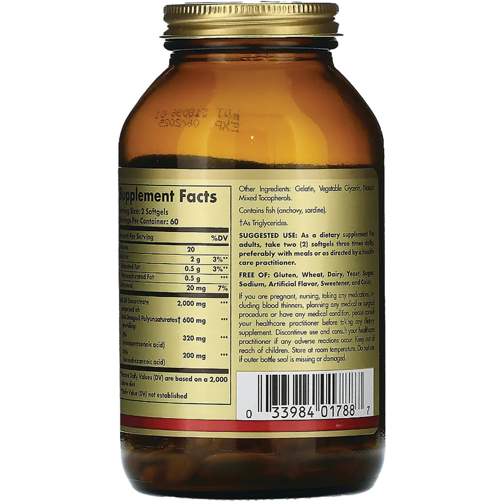 SLG314 | Back of amber supplement bottle showing Supplement Facts panel, ingredients, directions, and barcode - Thumbnail