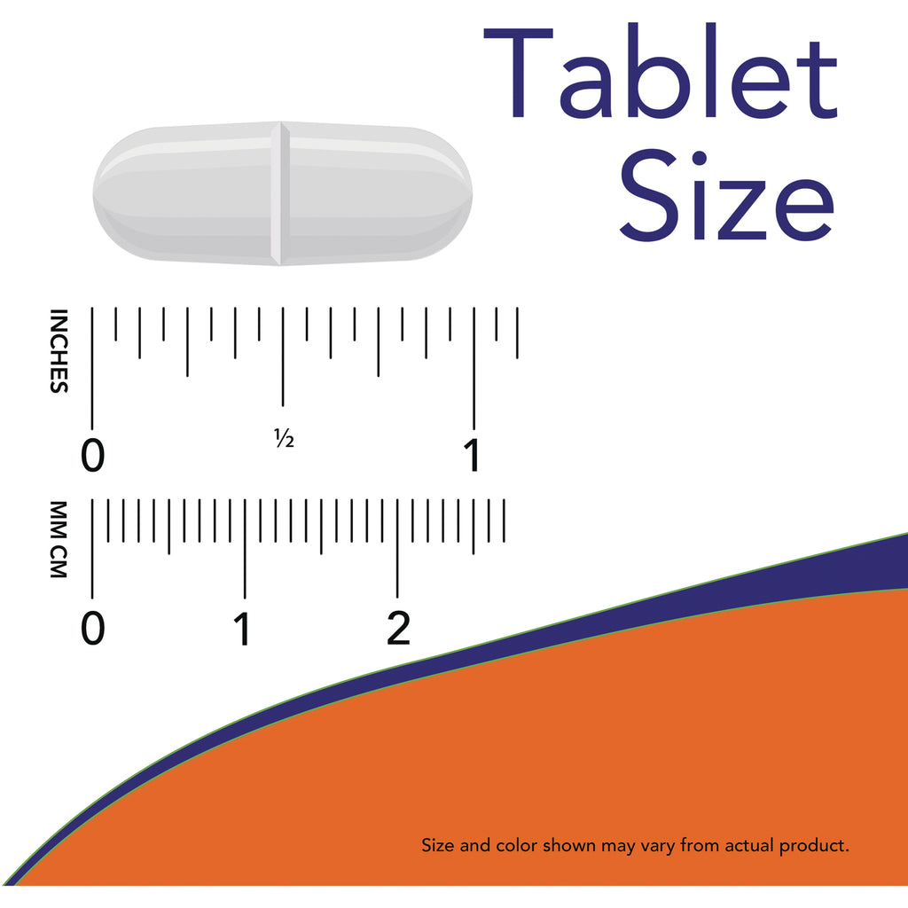 NWF659 | white oblong scored tablet illustration with inch and centimeter rulers labeled Tablet Size - Thumbnail