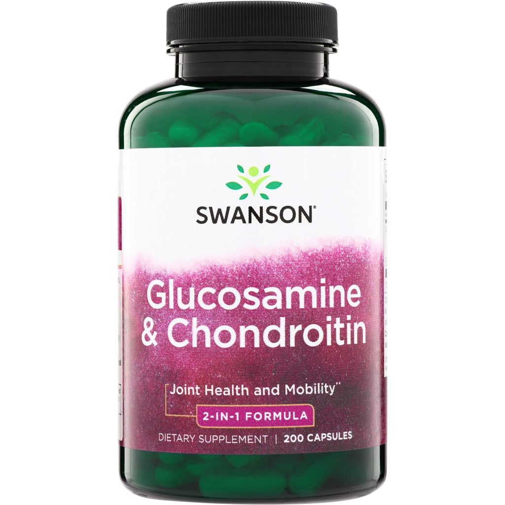 SW889 | Swanson Glucosamine & Chondroitin, 2-in-1 formula for joint health and mobility, 200 capsules - Thumbnail