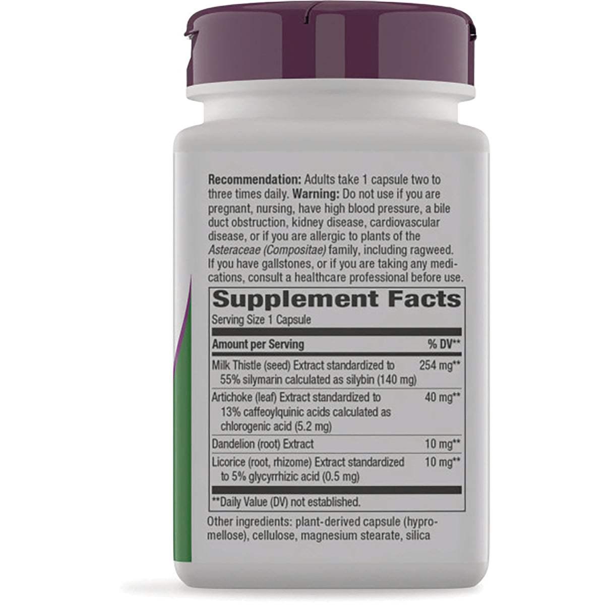 ET264 | back label showing Supplement Facts panel with ingredients, warnings, and directions on white bottle
