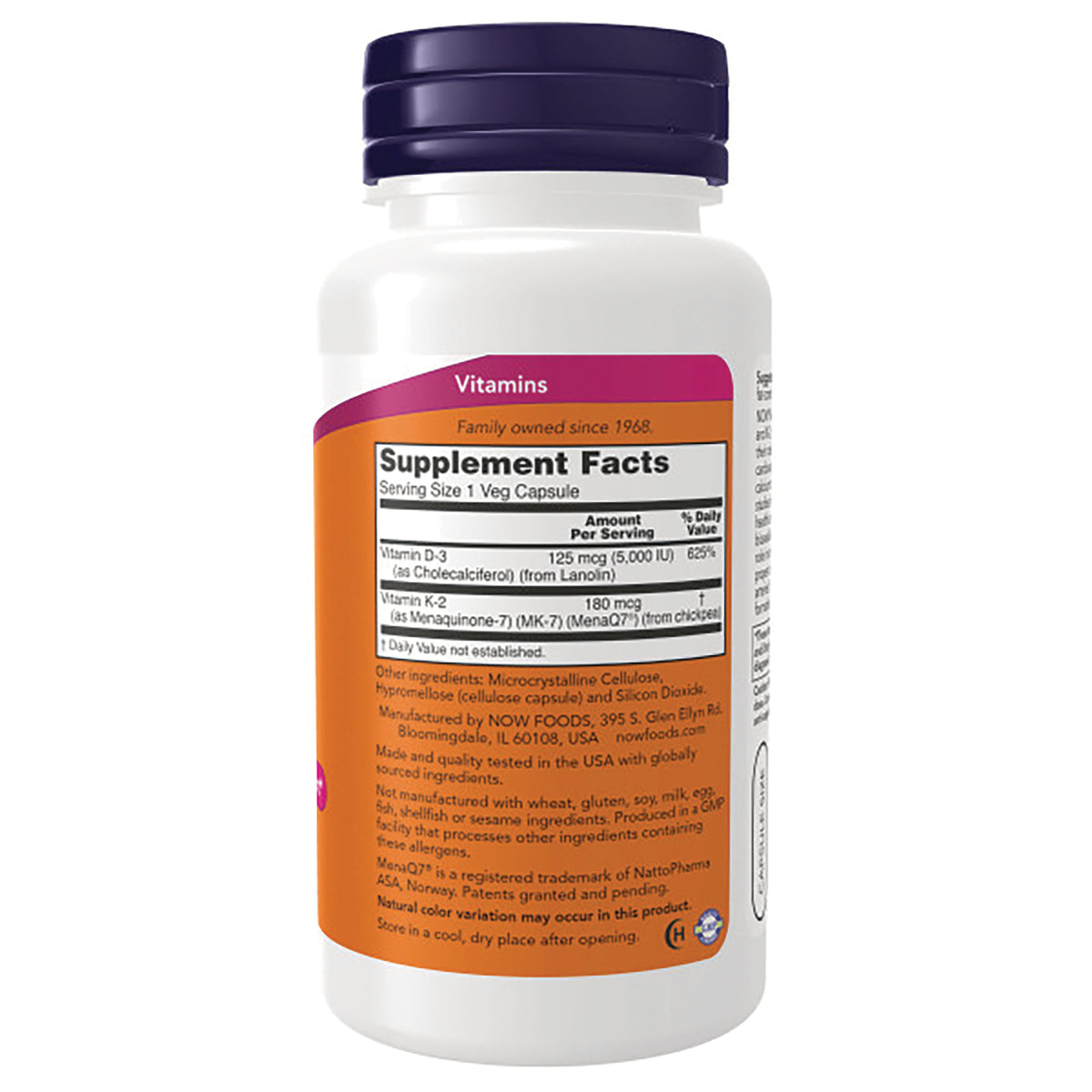 NWF1362 | back of white supplement bottle showing Supplement Facts panel and ingredient text