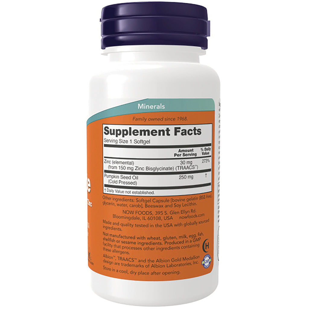 NWF918 | Back of white supplement bottle with orange label showing Supplement Facts panel and ingredients, purple cap - Thumbnail