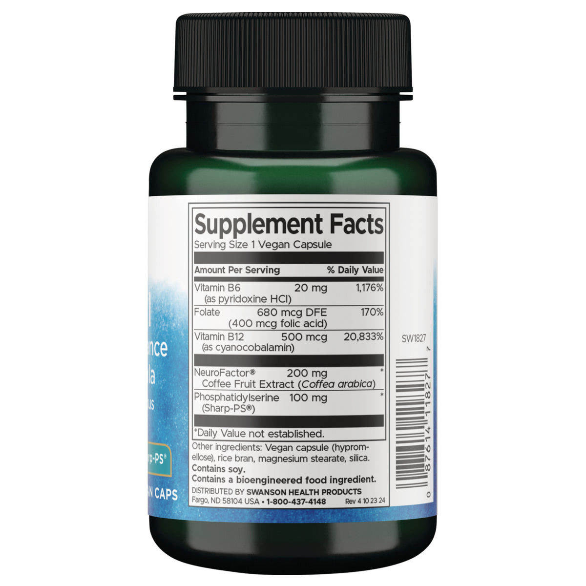 SW1827 | Back label with Supplement Facts