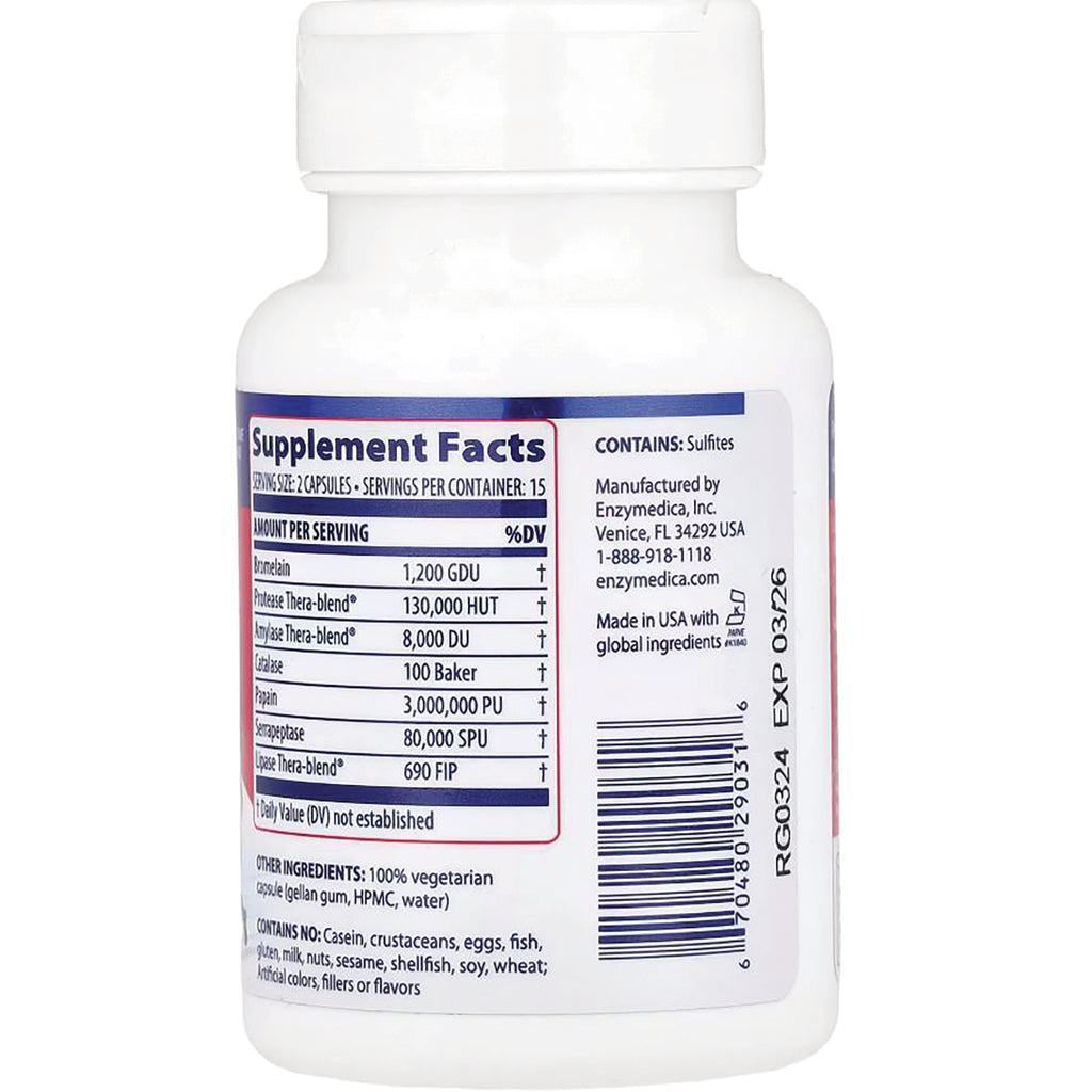 EMD037 | back label showing Supplement Facts panel, ingredient warnings and barcode on a white supplement bottle - Thumbnail