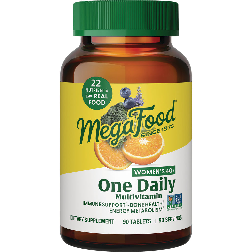 MGF014 | MegaFood One Daily multivitamin Women's 40+ bottle showing front label with oranges and brand logo - Thumbnail