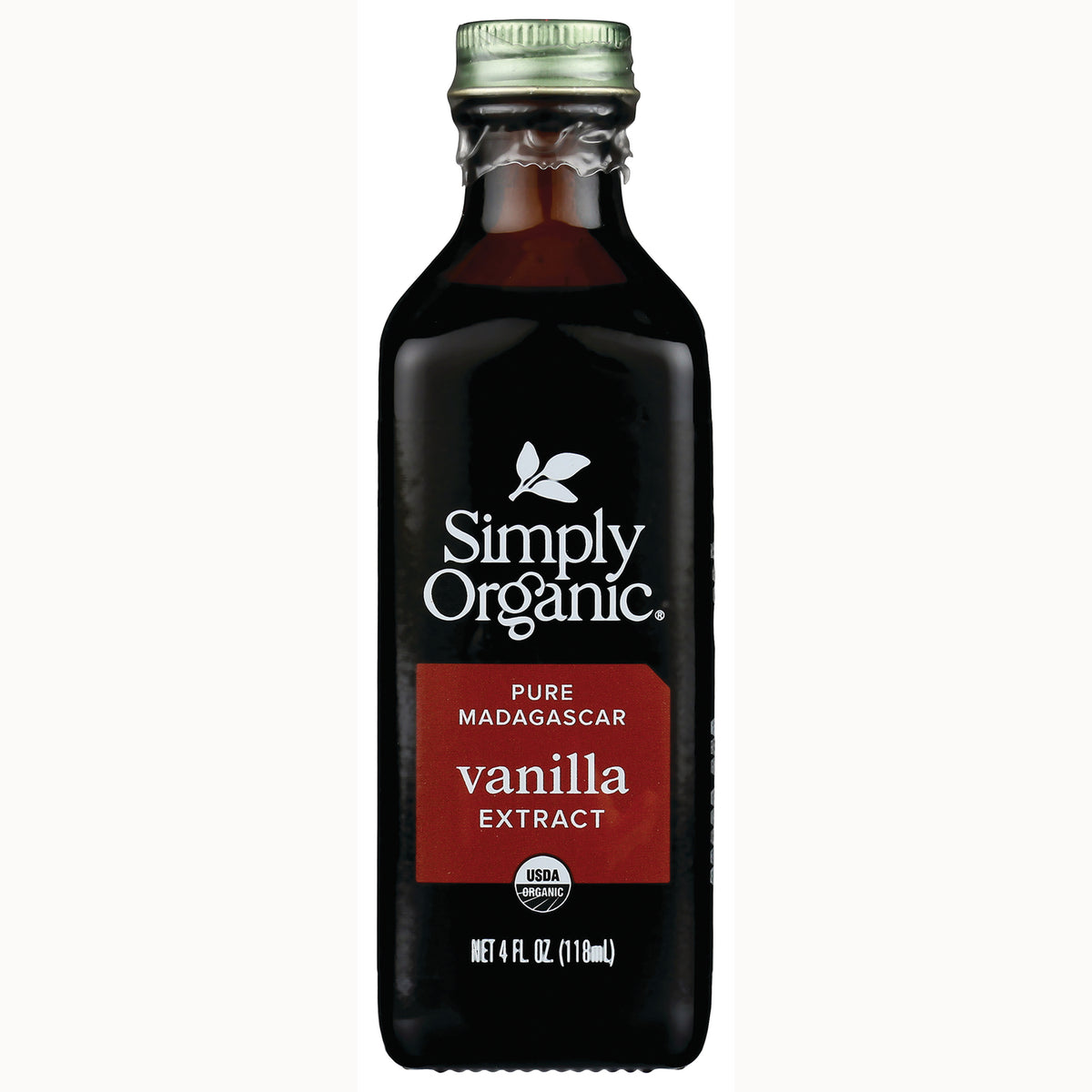 SMP025 | Simply Organic Pure Madagascar vanilla extract glass bottle, 4 fl oz (118 mL)
