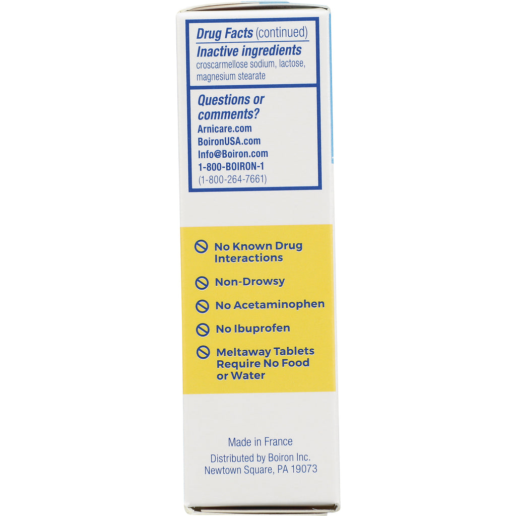 BRN038 | Back of box with Drug Facts, contact info, and yellow panel listing No Known Drug Interactions; Non-Drowsy; No Acetaminophen; No Ibuprofen - Thumbnail