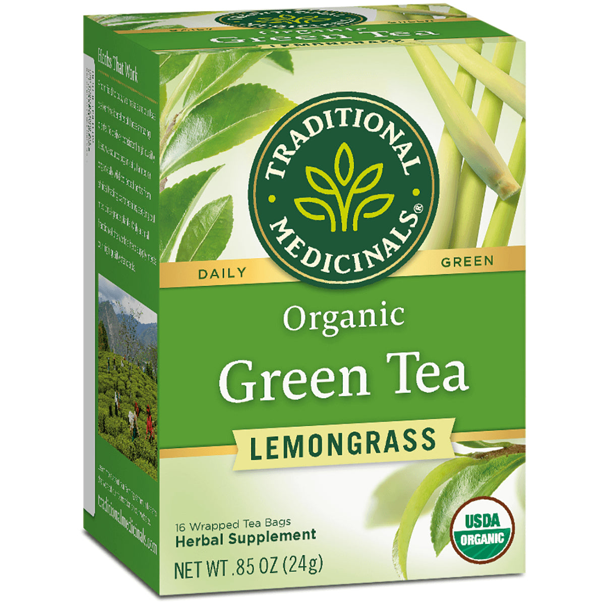TMD020 | Traditional Medicinals Organic Green Tea Lemongrass, 16 wrapped tea bags, USDA Organic