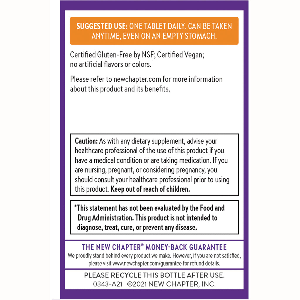NWC339 | Back label with suggested use, certification, caution box, FDA statement and recycling information - Thumbnail