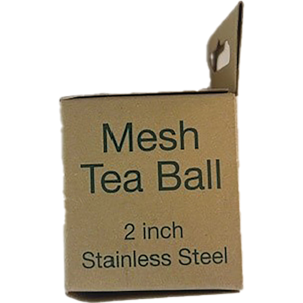 FNP044 | back of cardboard box labeled Mesh Tea Ball 2 inch Stainless Steel - Thumbnail