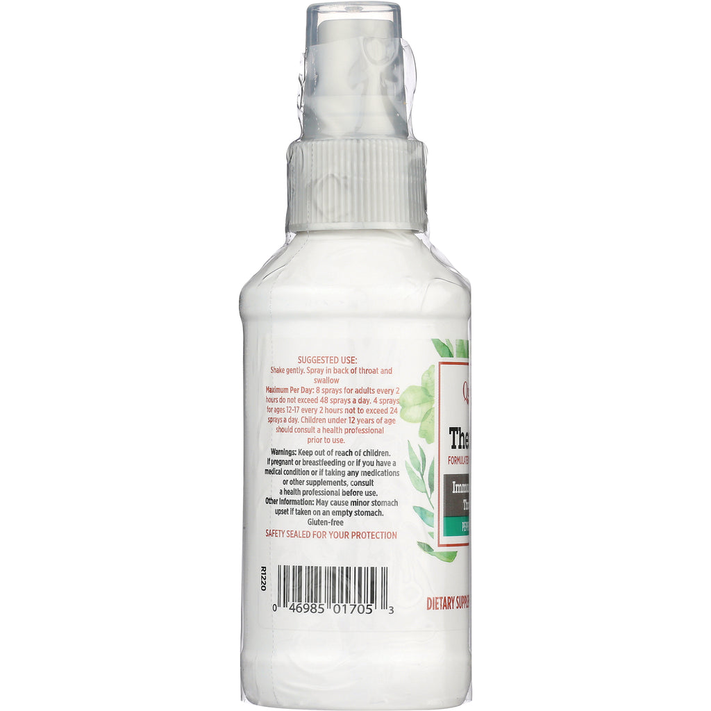 QU040 | Back of white spray bottle showing suggested use text, warnings, and barcode - Thumbnail