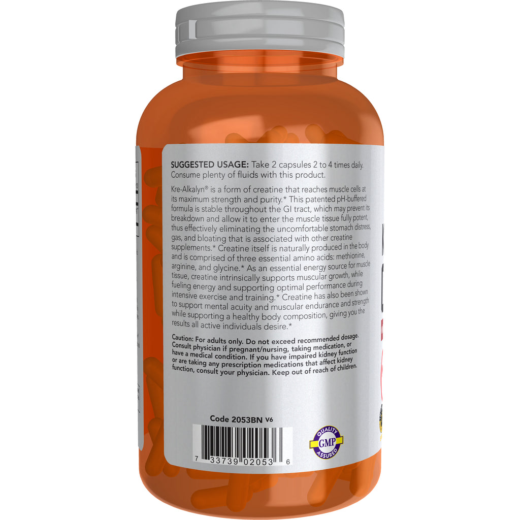 NWF1051 | Back of orange supplement bottle showing suggested usage text, ingredients block, barcode and GMP seal - Thumbnail