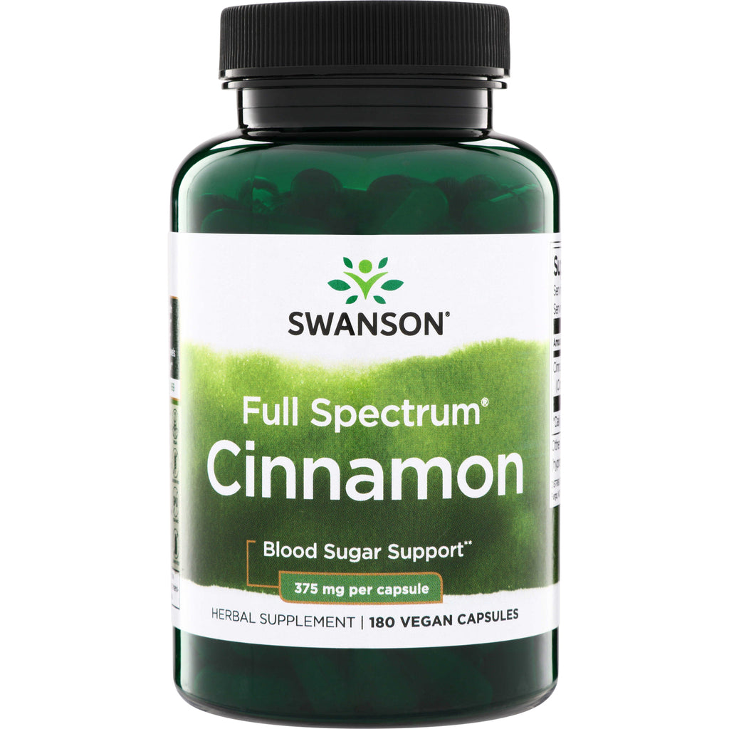 SW1025 | Swanson Full Spectrum Cinnamon, Blood Sugar Support, 180 vegan capsules, 375 mg per capsule - Thumbnail