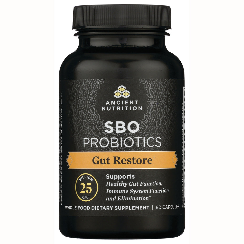 ATN070 | Ancient Nutrition SBO Probiotics bottle, Gut Restore label, 25 billion CFU, 60 capsules - Thumbnail