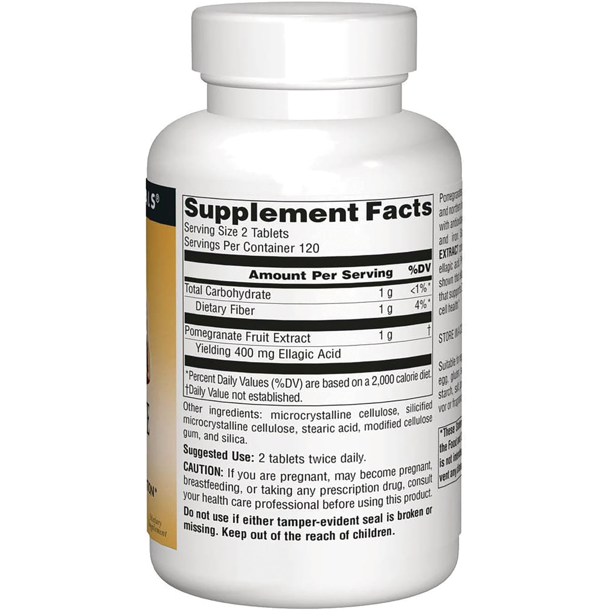 SN824 | Back label showing Supplement Facts, suggested use, ingredients, and caution information