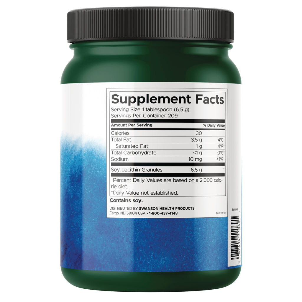 SW1069 | Supplement Facts and usage for Swanson Soy Lecithin Granules - Thumbnail