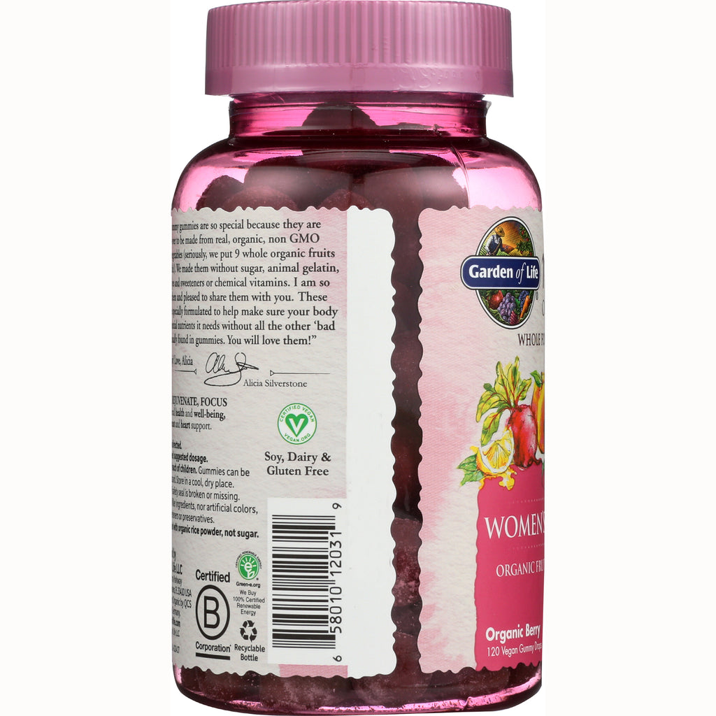 GLF238 | Product infographic back label on pink gummy bottle showing barcode, certification icons, and ingredient text - Thumbnail