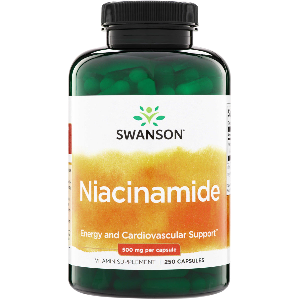 SW052 | Swanson Niacinamide, Energy and Cardiovascular Support, 500 mg per capsule, 250 capsules