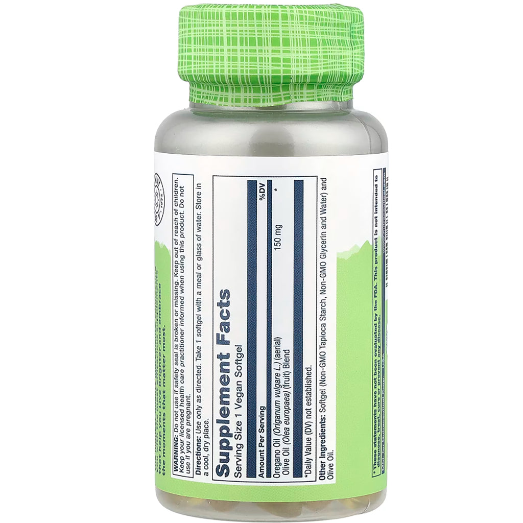 SLR204 | Solaray Oil of Oregano Supplement Facts Panel - Thumbnail