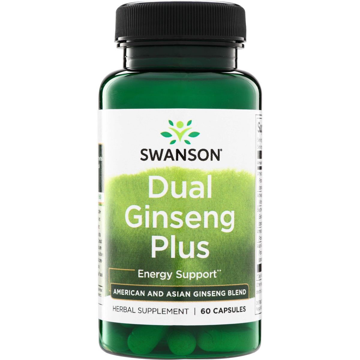 SWH242 | Swanson Dual Ginseng Plus, Energy Support, American and Asian Ginseng Blend, 60 capsules