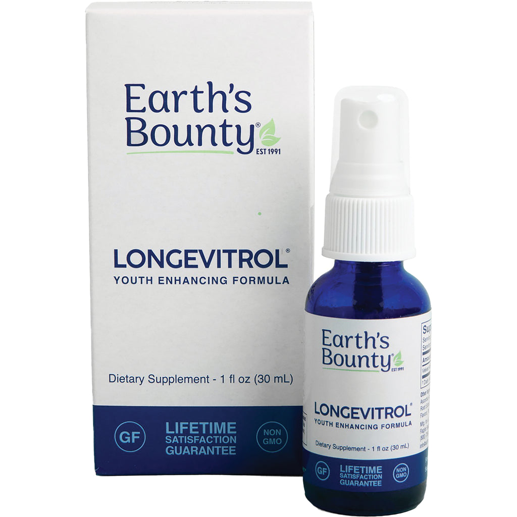 GE016 | Longevıtrol anti-aging spray bottle and box labeled Earth's Bounty - Thumbnail